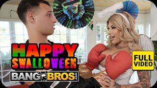 BANGBROS Hálózat Izgató Milfje Vadul Cidázza Mostohafia Nagy Farkát Halloween Előtt